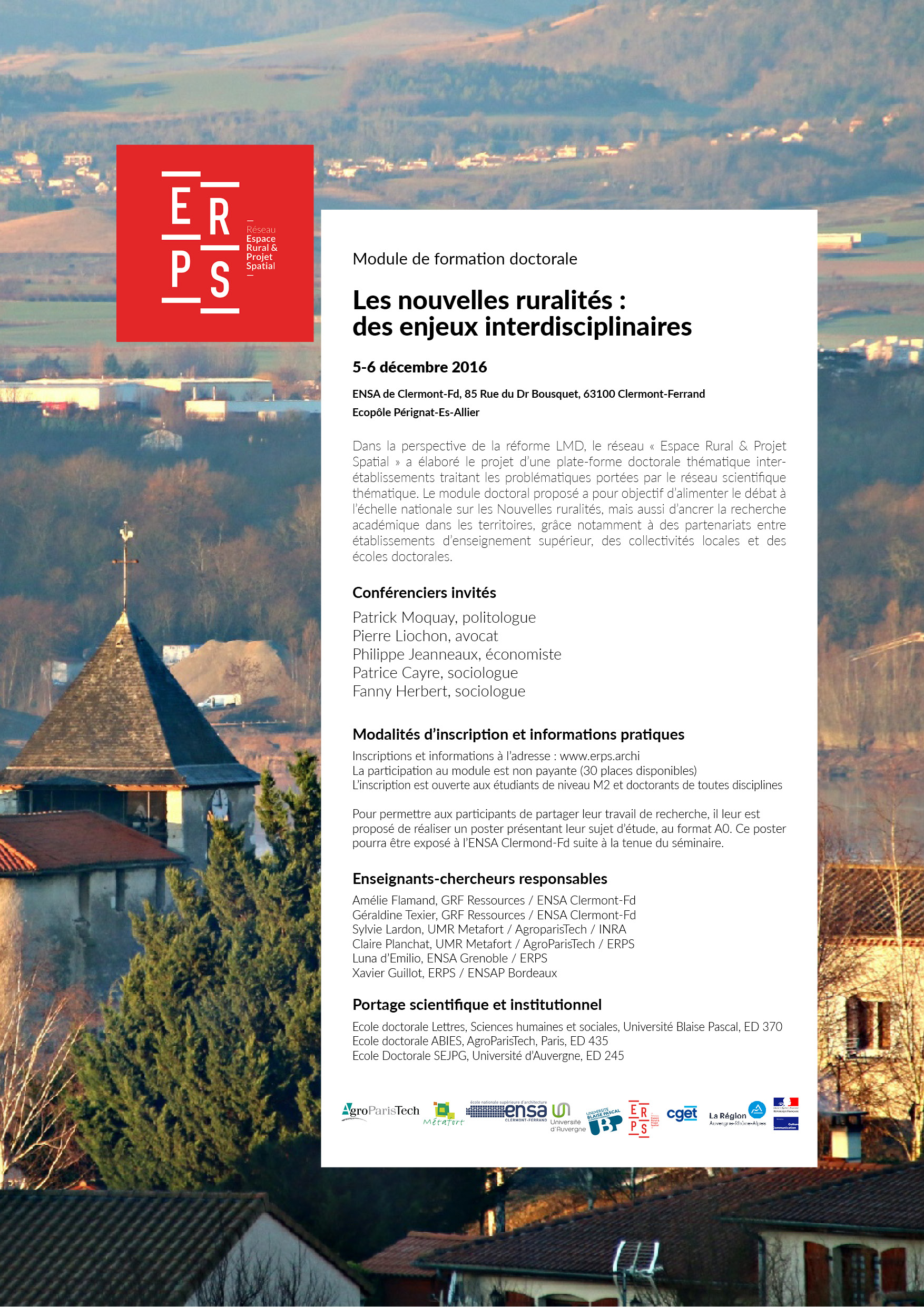 Module doctoral à Clermont-Fd 5-6 décembre : inscriptions et infos pratiques
